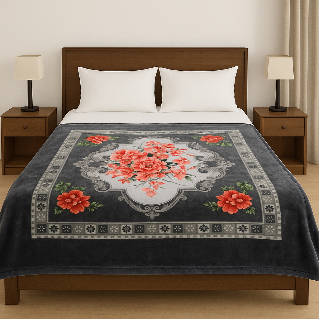 3D Embossed Double Bed Blankets[Weight: 5.5Kg] – Ultra-Soft Polyester Warmth[[SC]