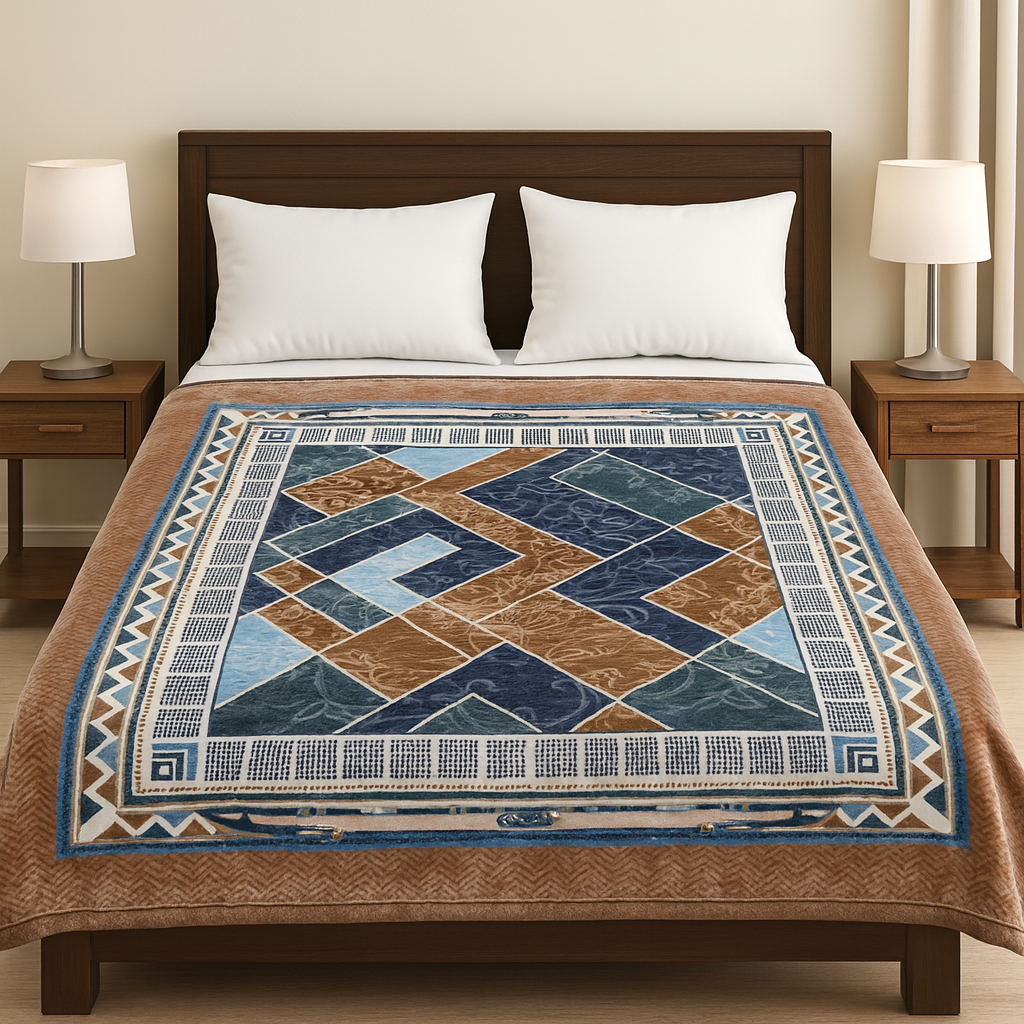 3D Embossed Double Bed Blankets – Ultra-Soft Polyester Warmth[PC]