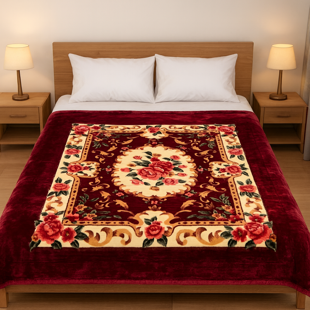 3D Embossed Double Bed Blankets[Weight: 5.5Kg] – Ultra-Soft Polyester Warmth[[SC]
