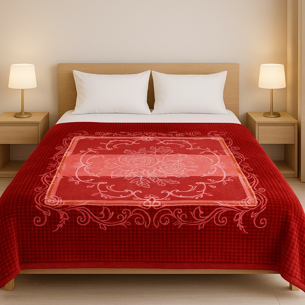 3D Embossed Double Bed Blankets – Ultra-Soft Polyester Warmth[PC]