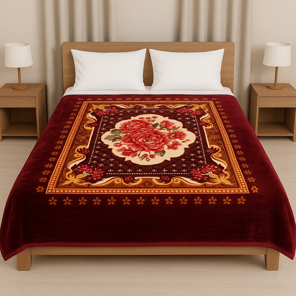 3D Embossed Double Bed Blankets[Weight: 5.5Kg] – Ultra-Soft Polyester Warmth[[SC]