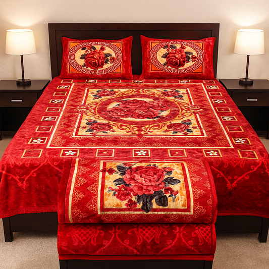 Elegant Embossed Blanket Set – Double Layer Warmth & Style[MMP]