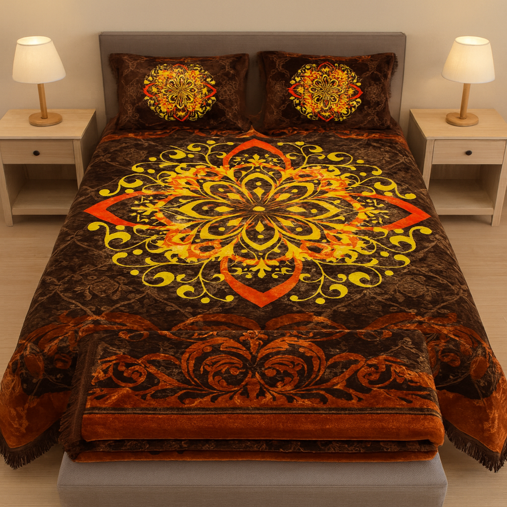 Elegant Embossed Blanket Set – Double Layer Warmth & Style[MMP]