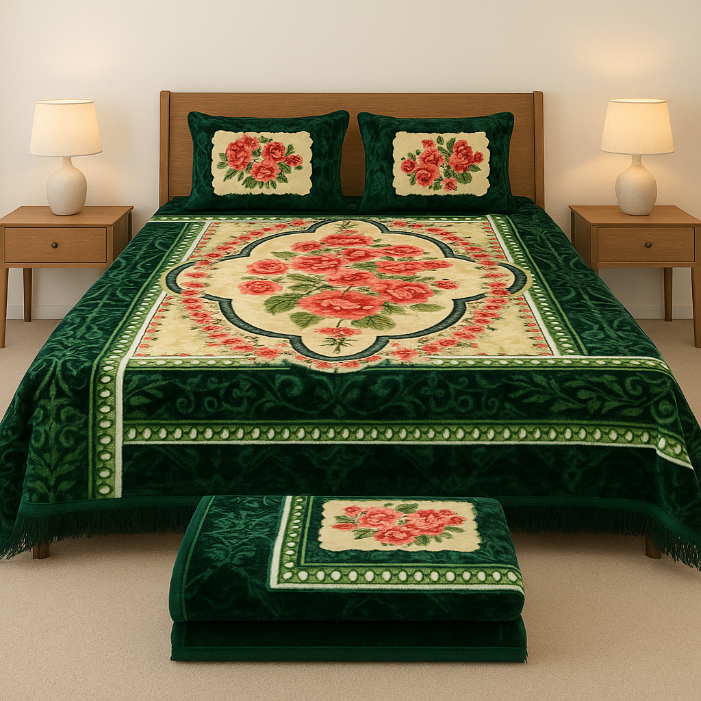 Elegant Embossed Blanket Set – Double Layer Warmth & Style[MMP]