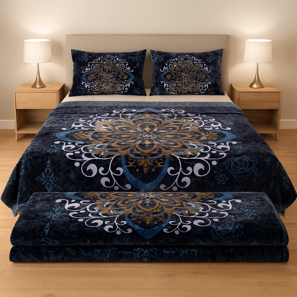 Premium 4-Piece Embossed Blanket Set[MGS]