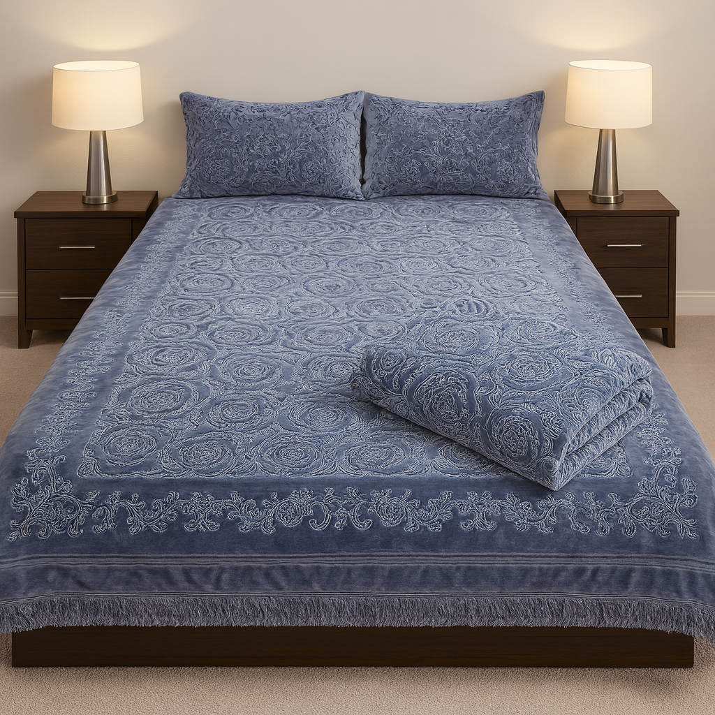 Premium Blanket Set with Floral Embroidery[TM]