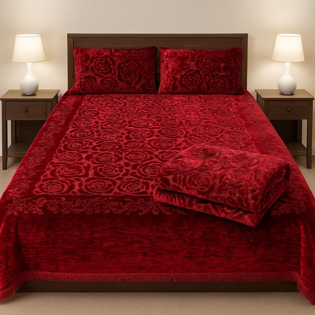 Premium Blanket Set with Floral Embroidery[TM]